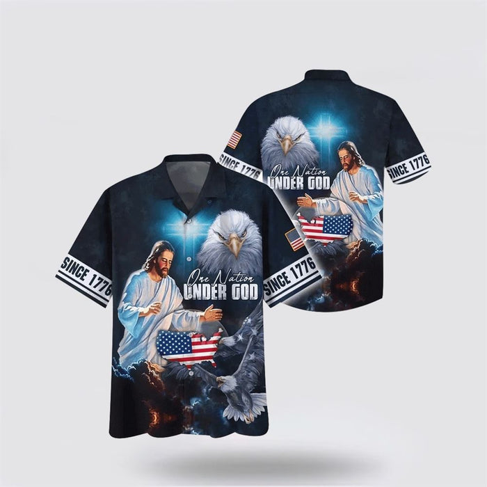 Christian Jesus One Nation Under God Hawaiian Shirt, Religious Hawaiian Shirt, Christian Aloha Shirt, Christian Gift