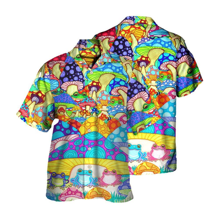 Hippie Frog Mushroom Hippie Colorful Art Peace Hawaiian Shirt, Hippie Hawaiian Shirt, Hippie Shirt, Beach Shirt, Aloha Shirt