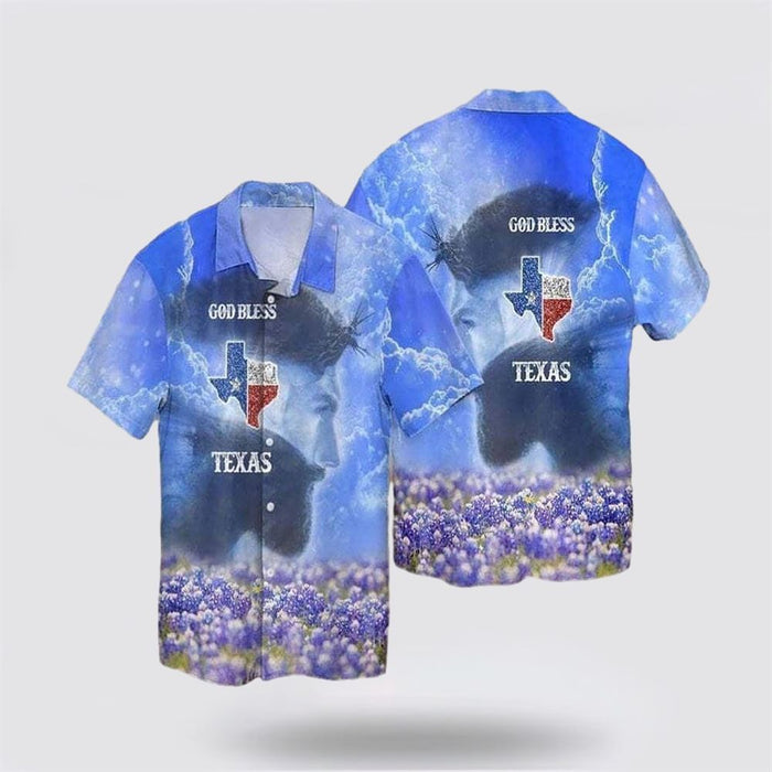 Jesus God Bless Texas Christian USA Faith Hawaiian Shirt, Religious Hawaiian Shirt, Christian Aloha Shirt, Christian Gift