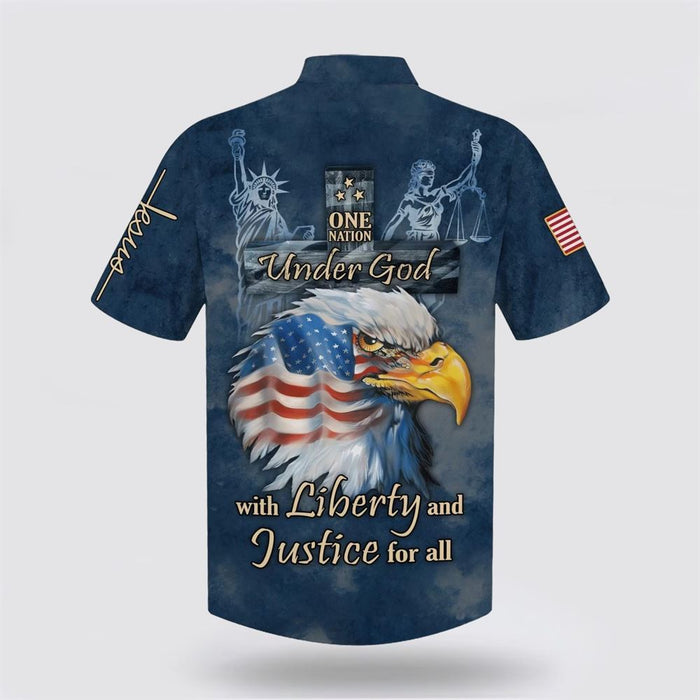 One Nation Under God With Liberty And Justice Hawaiian Shirts, Christian Hawaiian Shirt, Christian Summer Short Sleeve Shirt