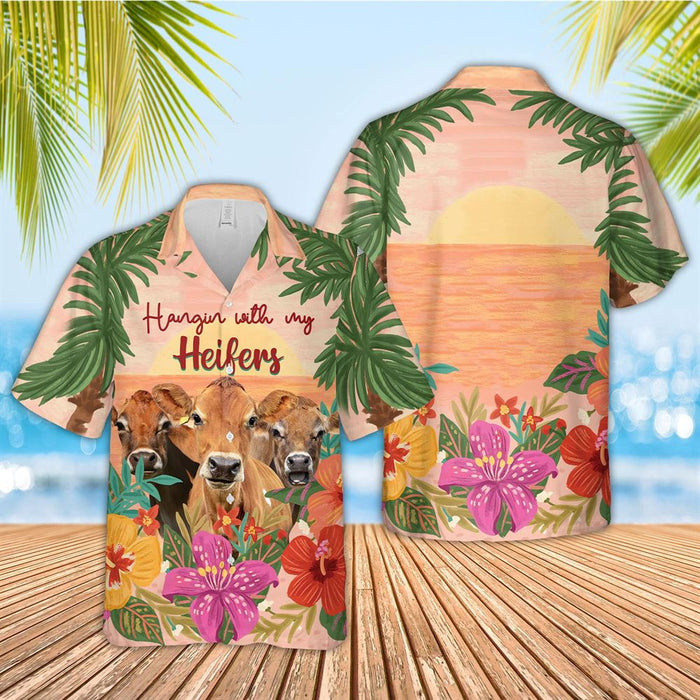 Triple Jersey Hawaiian Shirt, Farm Hawaiian Shirt, Summer Beach Shirt, Animal Shirt