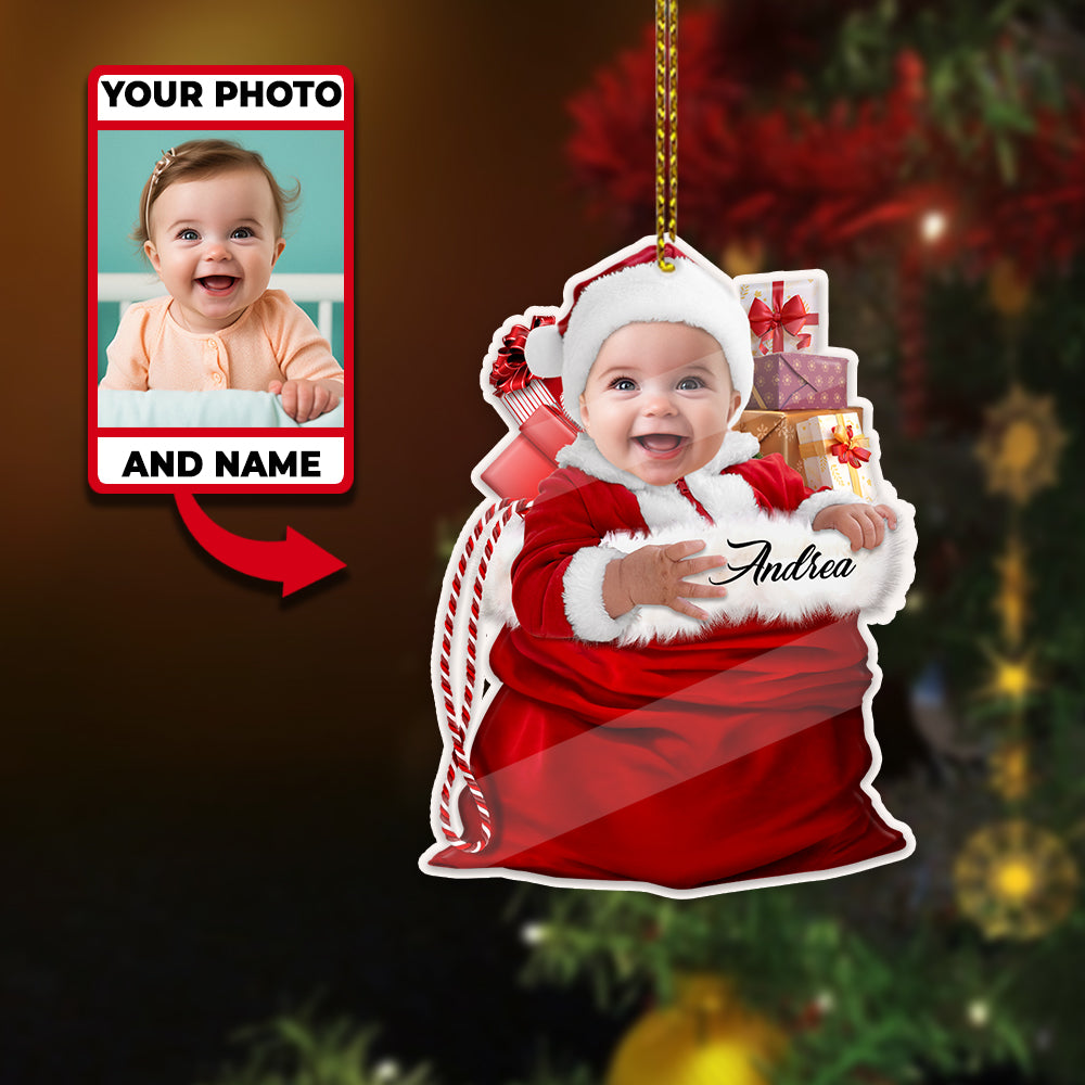 Baby's First Christmas Ornament Custom Photo Baby Girl Cute