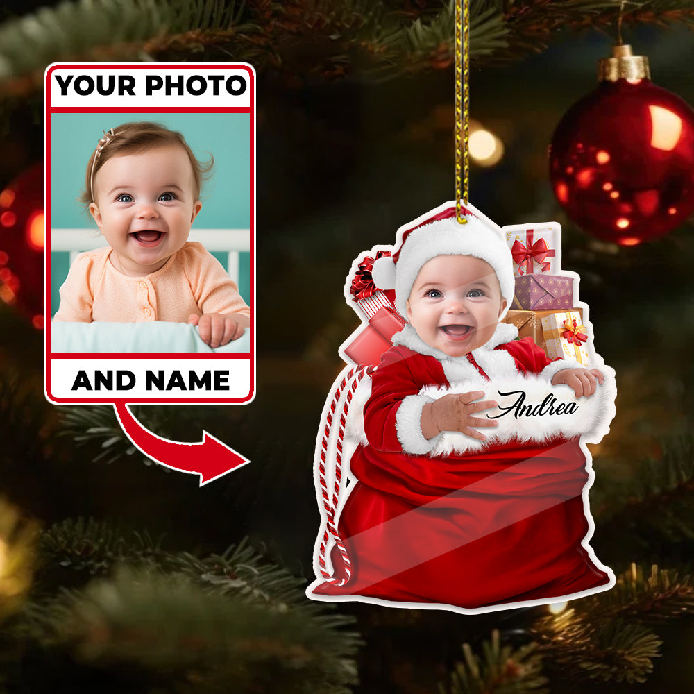 Baby's First Christmas Ornament Custom Photo Baby Girl Cute