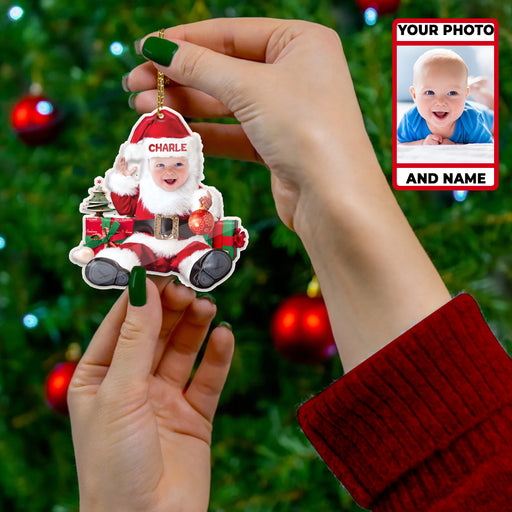 Funny Cute Baby Santa Claus Grandkids Ornament Personalized Christmas Ornament