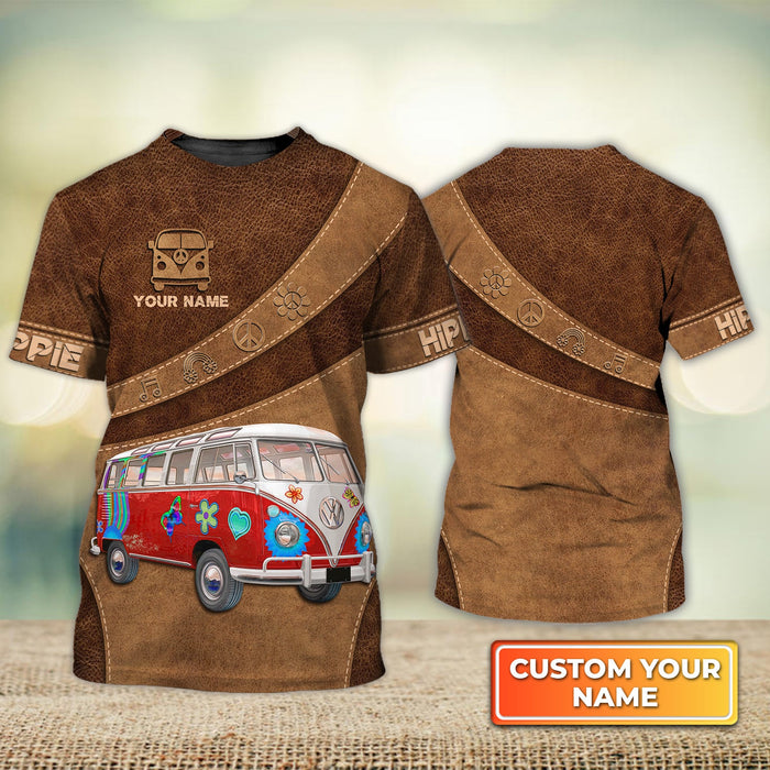 Red Hippie Car Personalized Name 3D Tshirt