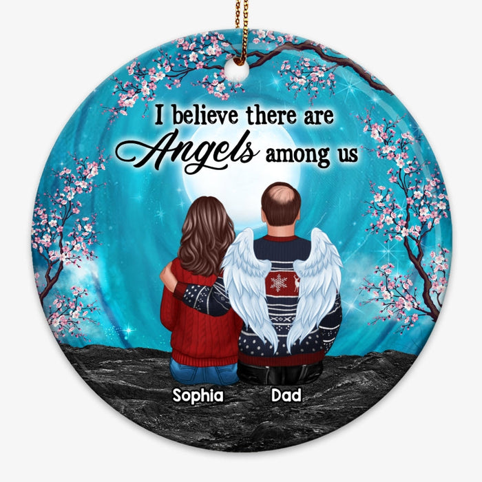 Family Memorial Moon And Blossom Tree Personalized Circle Ornament