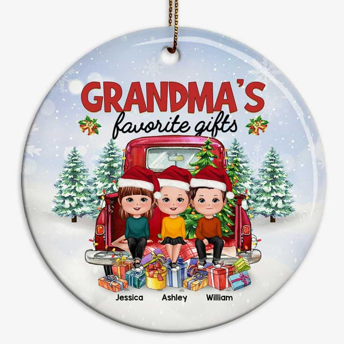 Grandma GIfts Doll Kids On Truck Personalized Circle Ornament