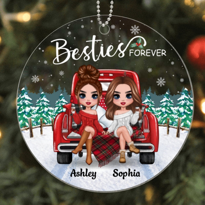 Christmas Truck Best Friends Sister Personalized Acrylic Ornament