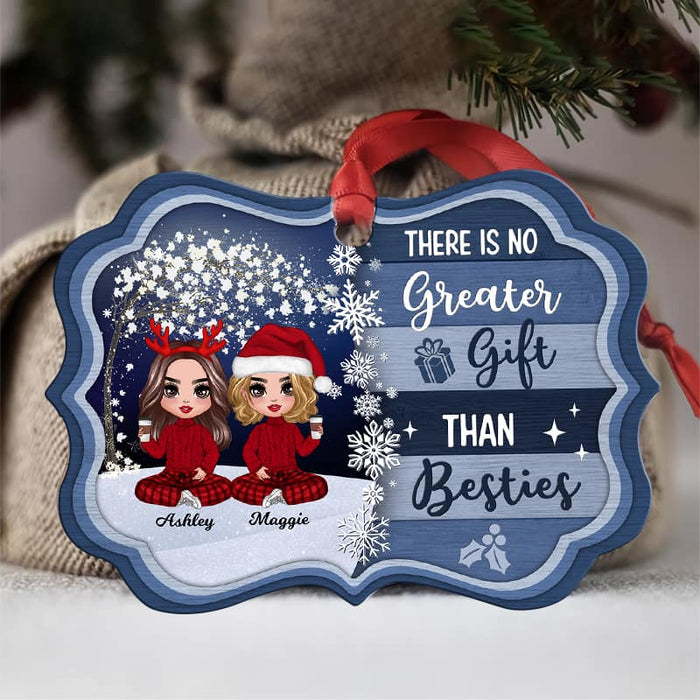 Blue Color Palette Doll Besties Sitting Personalized Christmas Ornament