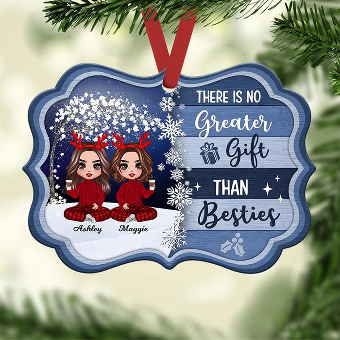 Blue Color Palette Doll Besties Sitting Personalized Christmas Ornament