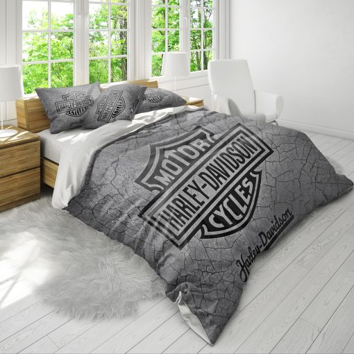 Harley-Davidson Logo Against Textured Dark Gray Bedding Sets