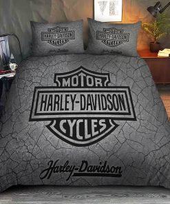 Harley-Davidson Logo Against Textured Dark Gray Bedding Sets