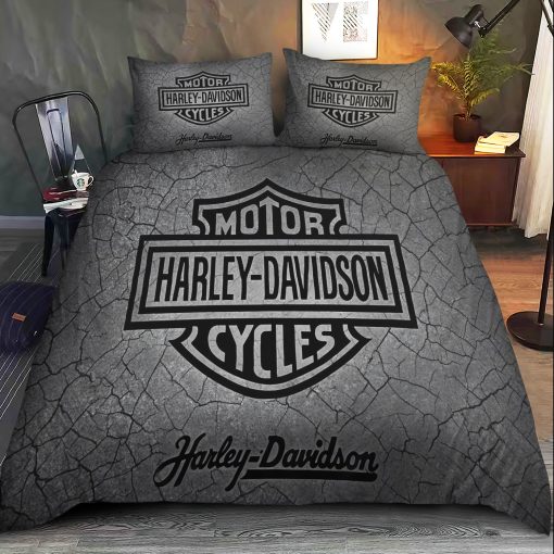 Harley-Davidson Logo Against Textured Dark Gray Bedding Sets