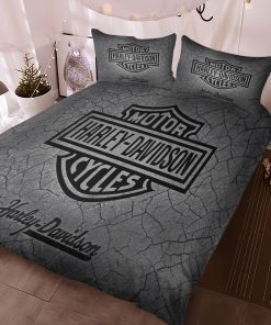 Harley-Davidson Logo Against Textured Dark Gray Bedding Sets