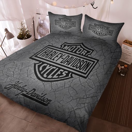 Harley-Davidson Logo Against Textured Dark Gray Bedding Sets