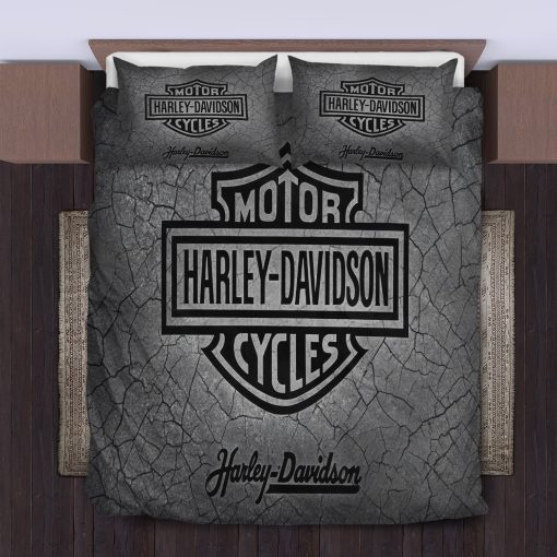 Harley-Davidson Logo Against Textured Dark Gray Bedding Sets