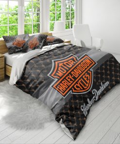 Harley-Davidson Logo Featuring Bold Shield Design And Skull Pattern Bedding Sets