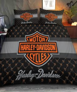 Harley-Davidson Logo Featuring Bold Shield Design And Skull Pattern Bedding Sets