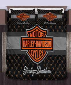 Harley-Davidson Logo Featuring Bold Shield Design And Skull Pattern Bedding Sets